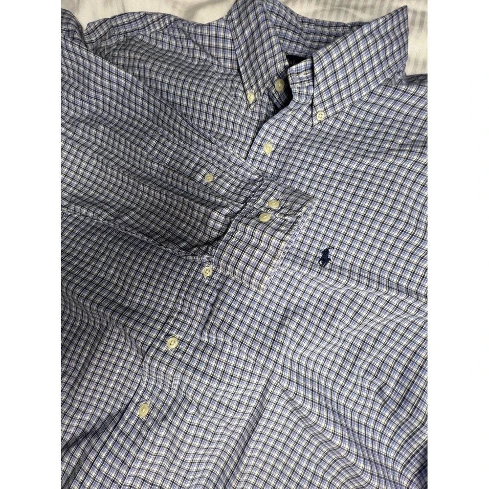 Polo Ralph Lauren Mens XL Classic Fit Blue Plaid‎ Button Down Shirt 17.5 XL